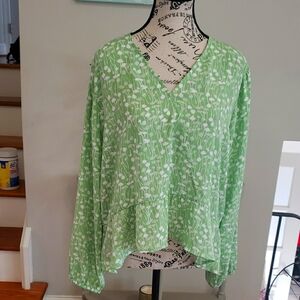 Green Floral Women's Top